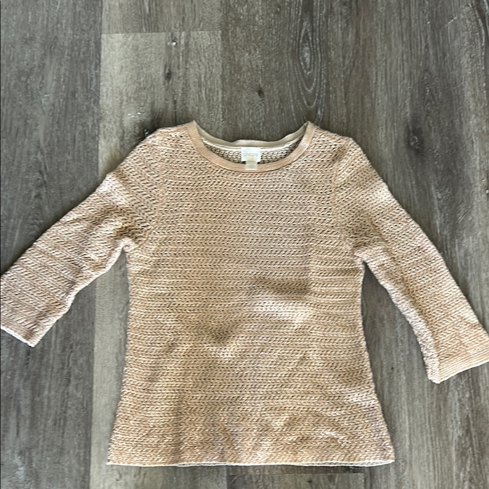 CHICO SHIMMER Beige Textured Knit Sweater